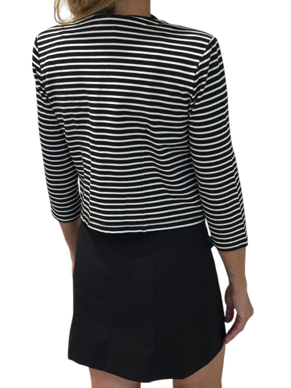 Philosophy Open Front Jacket - Black & Ivory Striped Size PS - Picture 2 of 10